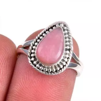 Natural Pink Opal Gemstone 925 Solid Sterling Silver Jewelry Ring Size 5.5 U6M46
