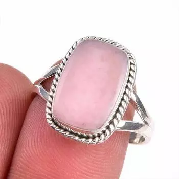 Natural Pink Opal Gemstone 925 Solid Sterling Silver Jewelry Ring Size 8.5 k4v58