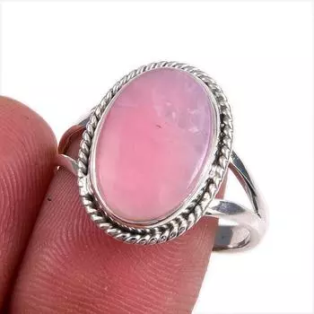 Natural Pink Opal Gemstone 925 Solid Sterling Silver Jewelry Ring Size 10 N5M53