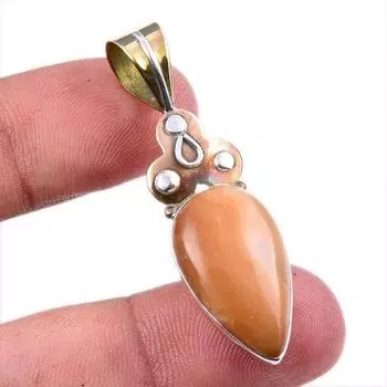 Natural Pink Opal Gemstone 925 Solid Sterling Silver Two Tone Pendant 1.75 J6v05