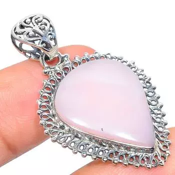 Natural Pink Opal Gemstone Handmade 925 Solid Sterling Silver Pendant 1.77 D6N44