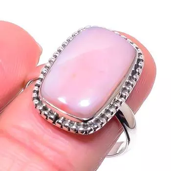 Natural Pink Opal Gemstone Handmade 925 Solid Sterling Silver Ring Size 9.5 D5M49