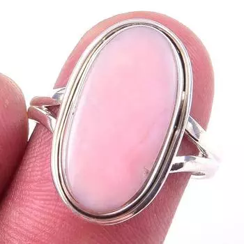 Natural Pink Opal Gemstone Handmade 925 Solid Sterling Silver Ring Size 7 Q2i56