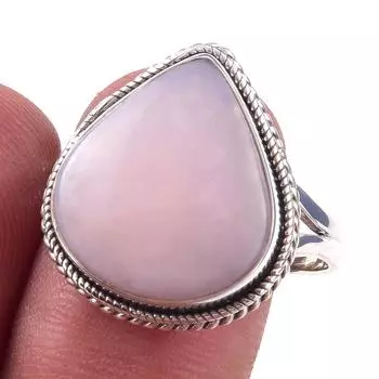Natural Pink Opal Gemstone Handmade 925 Solid Sterling Silver Ring Size 10 u2A89