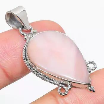 Natural Pink Opal Gemstone Handmade 925 Solid Sterling Silver Pendant 1.75 H6Z42