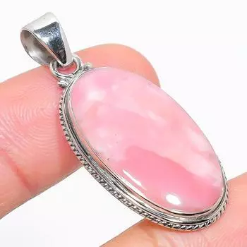 Natural Pink Opal Gemstone Handmade 925 Solid Sterling Silver Pendant 1.75 U8Y50