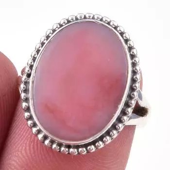 Natural Pink Opal Gemstone Handmade 925 Solid Sterling Silver Ring Size 6 G0O33