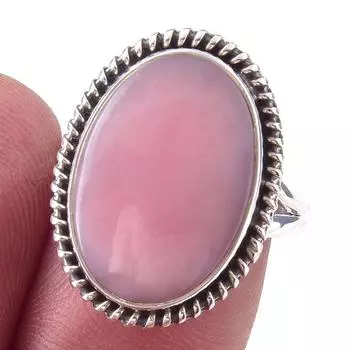 Natural Pink Opal Gemstone Handmade 925 Solid Sterling Silver Ring Size 7 C7T58