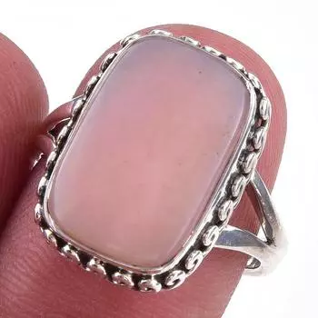 Natural Pink Opal Gemstone Handmade 925 Solid Sterling Silver Ring Size 8 Z2M32