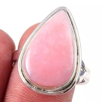 Natural Pink Opal Gemstone Handmade 925 Solid Sterling Silver Ring Size 9 P2i02