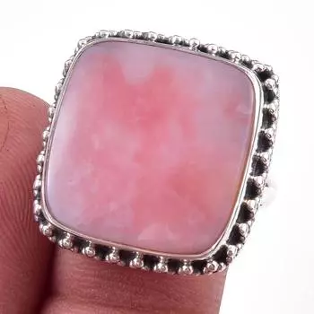 Natural Pink Opal Gemstone Handmade 925 Solid Sterling Silver Ring Size 9 z4P25