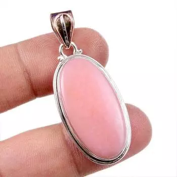 Natural Pink Opal Gemstone Handmade 925 Solid Sterling Silver Pendant 1.75 W7S76
