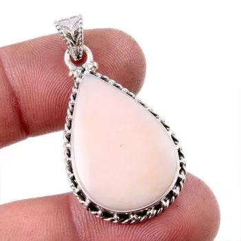 Natural Pink Opal Gemstone Handmade 925 Solid Sterling Silver Pendant 1.5 G2d07