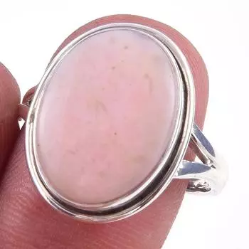 Natural Pink Opal Gemstone Handmade 925 Solid Sterling Silver Ring Size 9 Q5k29