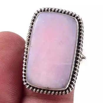 Natural Pink Opal Gemstone Handmade 925 Solid Sterling Silver Ring Size 9 k0o67