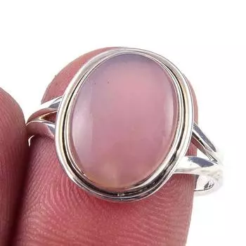 Natural Pink Opal Gemstone Handmade 925 Solid Sterling Silver Ring Size 8 l3u45