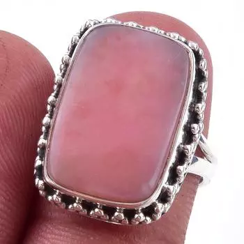 Natural Pink Opal Gemstone Handmade 925 Solid Sterling Silver Ring Size 7 r0h18