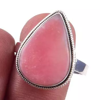 Natural Pink Opal Gemstone Handmade 925 Solid Sterling Silver Ring Size 10 m0b23