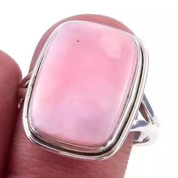 Natural Pink Opal Gemstone Handmade 925 Solid Sterling Silver Ring Size 8 Y5H40