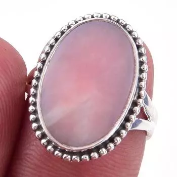 Natural Pink Opal Gemstone Handmade 925 Solid Sterling Silver Ring Size 6 R3y82