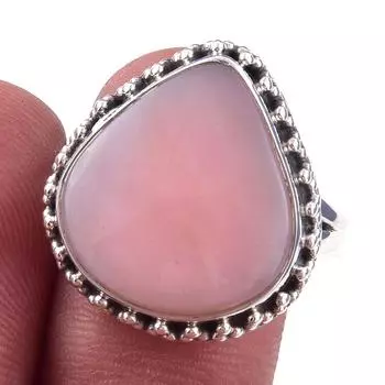 Natural Pink Opal Gemstone Handmade 925 Solid Sterling Silver Ring Size 10 N0V40