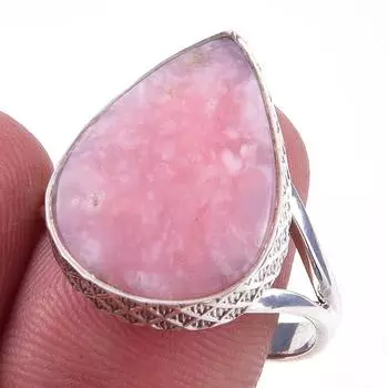 Natural Pink Opal Gemstone Handmade 925 Solid Sterling Silver Ring Size 9 r4Q99