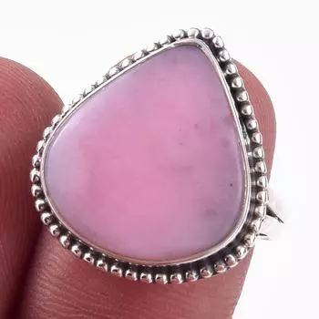 Natural Pink Opal Gemstone Handmade 925 Solid Sterling Silver Ring Size 7 P6M05