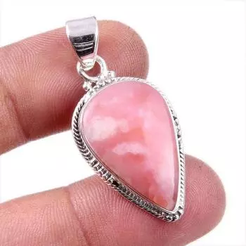 Natural Pink Opal Gemstone Handmade 925 Solid Sterling Silver Pendant 1.5 z5j89