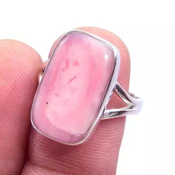 Natural Pink Opal Gemstone Handmade 925 Solid Sterling Silver Ring Size 8 b5r29
