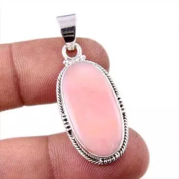 Natural Pink Opal Gemstone Handmade 925 Solid Sterling Silver Pendant 1.75 b2m06