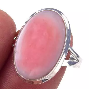 Natural Pink Opal Gemstone Handmade 925 Solid Sterling Silver Ring Size 9 a7N17