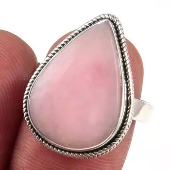 Natural Pink Opal Gemstone Handmade 925 Solid Sterling Silver Ring Size 7 J6F14