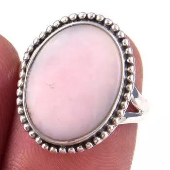 Natural Pink Opal Gemstone Handmade 925 Solid Sterling Silver Ring Size 6 J3d34