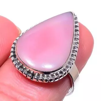 Natural Pink Opal Gemstone Handmade 925 Sterling Silver Jewelry Ring Size 7 o6i09