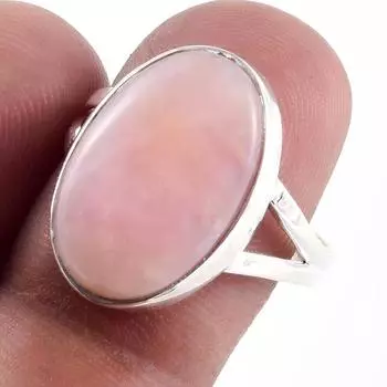 Natural Pink Opal Gemstone Handmade 925 Sterling Silver Jewelry Ring S.8.5 V7D78