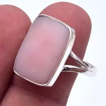 Natural Pink Opal Gemstone Handmade 925 Sterling Silver Jewelry Ring S.10 b7l59