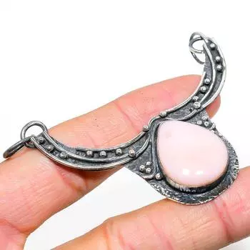 Подвеска из серебра 925 пробы с натуральным розовым опалом, ручная работа, 2,36 дюйма Z5v04