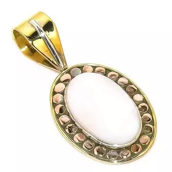 Natural Pink Opal Gemstone Two Tone 925 Solid Sterling Silver Pendant 1.50 T4W28