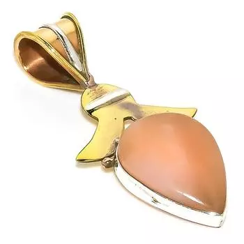 Natural Pink Opal Gemstone Two Tone 925 Solid Sterling Silver Pendant 1.50 S7Q95