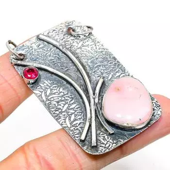 Natural Pink Opal,Pink Rubillite Gemstone 925 Sterling Silver Pendant 2.36 r1G48
