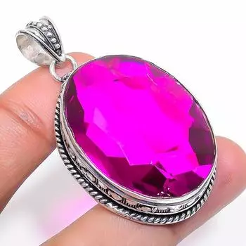 Natural Pink Rubillite Gemstone 925 Sterling Silver Jewelry Pendant 2.17 S2z79
