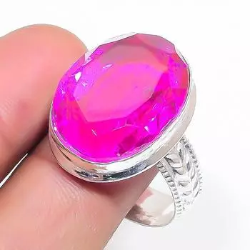 Natural Pink Rubillite Gemstone 925 Sterling Silver Jewelry Ring Size 11 L2g17