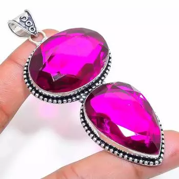 Natural Pink Rubillite Gemstone 925 Sterling Silver Jewelry Pendant 3.35 F9A98