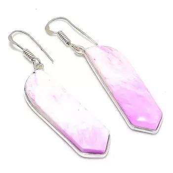 Natural Pink Scolecite Gemstone 925 Sterling Silver Jewelry Earring 2.25 P9Y16