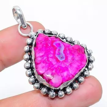 Natural Pink Solar Quartz Gemstone 925 Sterling Silver Pendant 1.81 k5a31