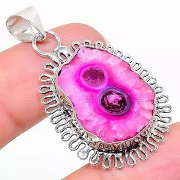 Natural Pink Solar Quartz Gemstone 925 Sterling Silver Pendant 1.77 N3q90