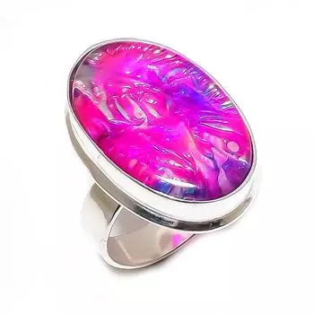 Natural Pink Triplet Opal Gemstone 925 Sterling Silver Jewelry Ring Size 9 d8C67
