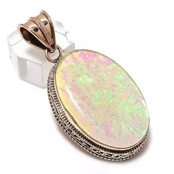 Natural Pink Triplet Opal Gemstone Handmade Copper Jewelry Pendant 2.17 j1D67