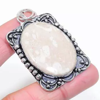 Natural Plume Root Jasper Gemstone 925 Sterling Silver Pendant 2.44 r5t98