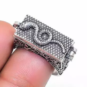 Natural Poison Box Gemstone 925 Sterling Silver Jewelry Ring Size 6.5 Q6E04